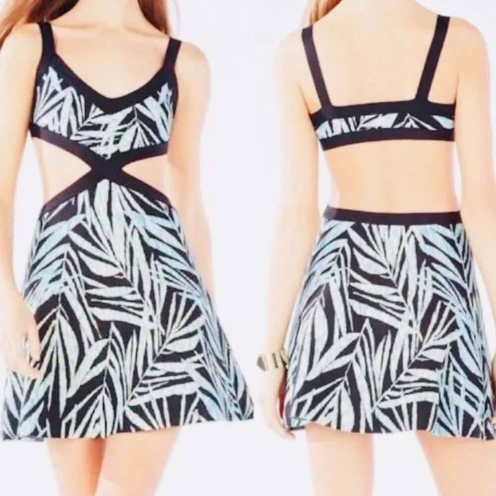 NWT BCBGMaxAzria Asymmetric Jersey Mini Dress size L - Picture 2 of 9